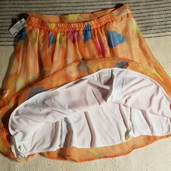 New Wear On Earth Orange Sheer Skirt Sz 18 - Picture 4 of 6